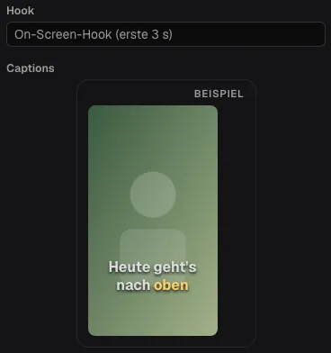 Shorts-Vorschau im Hochformat mit Caption